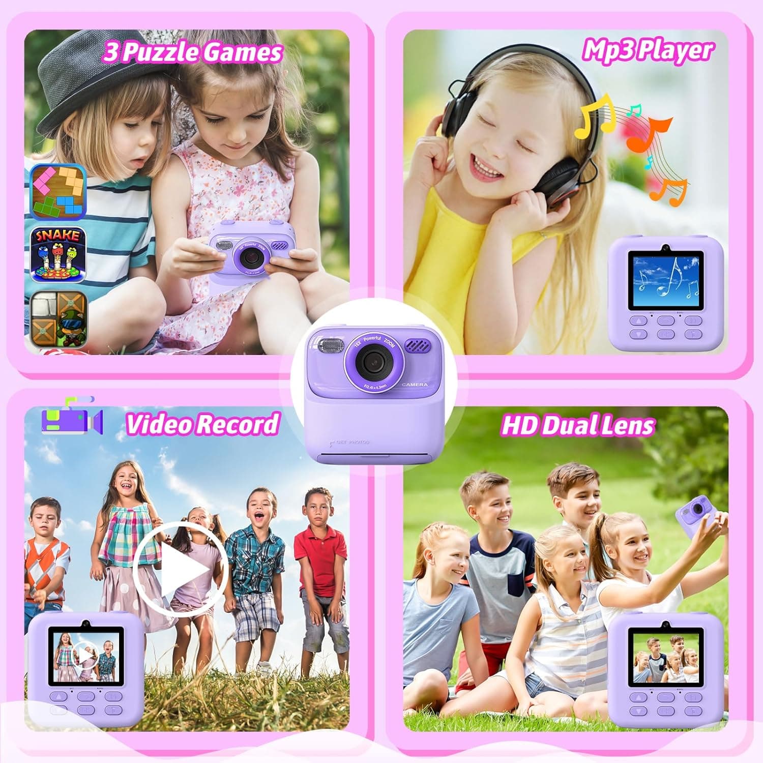 Kids Instant Digital Camera with Dual-Lens and Print Paper thumbnail 3