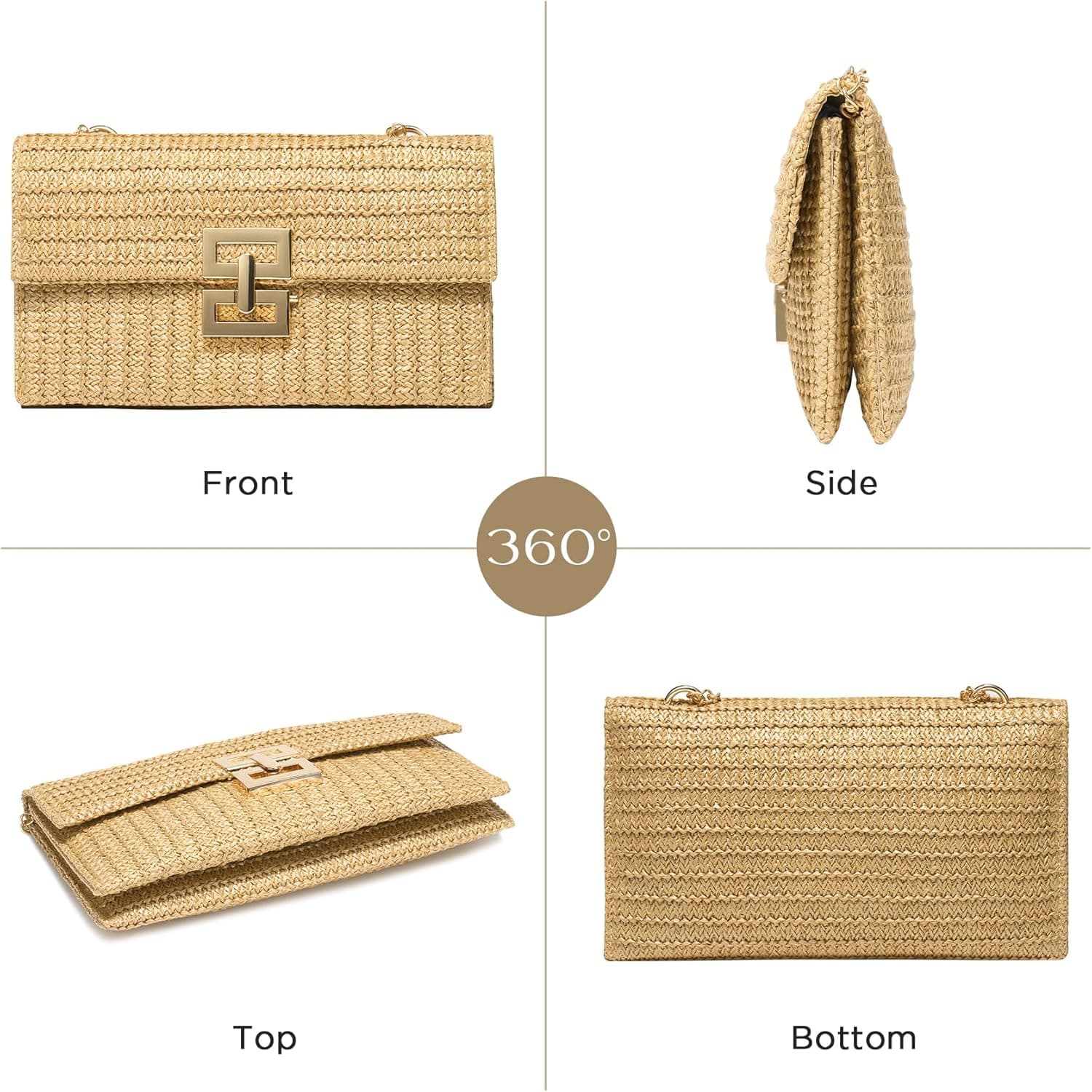 SWEETV Straw Purse Woven Beach Bag thumbnail 4