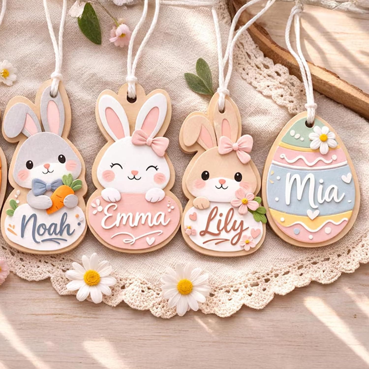 Famitrendz Personalized Carrot Easter Basket Tag, Custom Easter Name Tags for Grandkids, Basket Bunny Ear Tags, Spring Decoration, Gift for Easter thumbnail 4