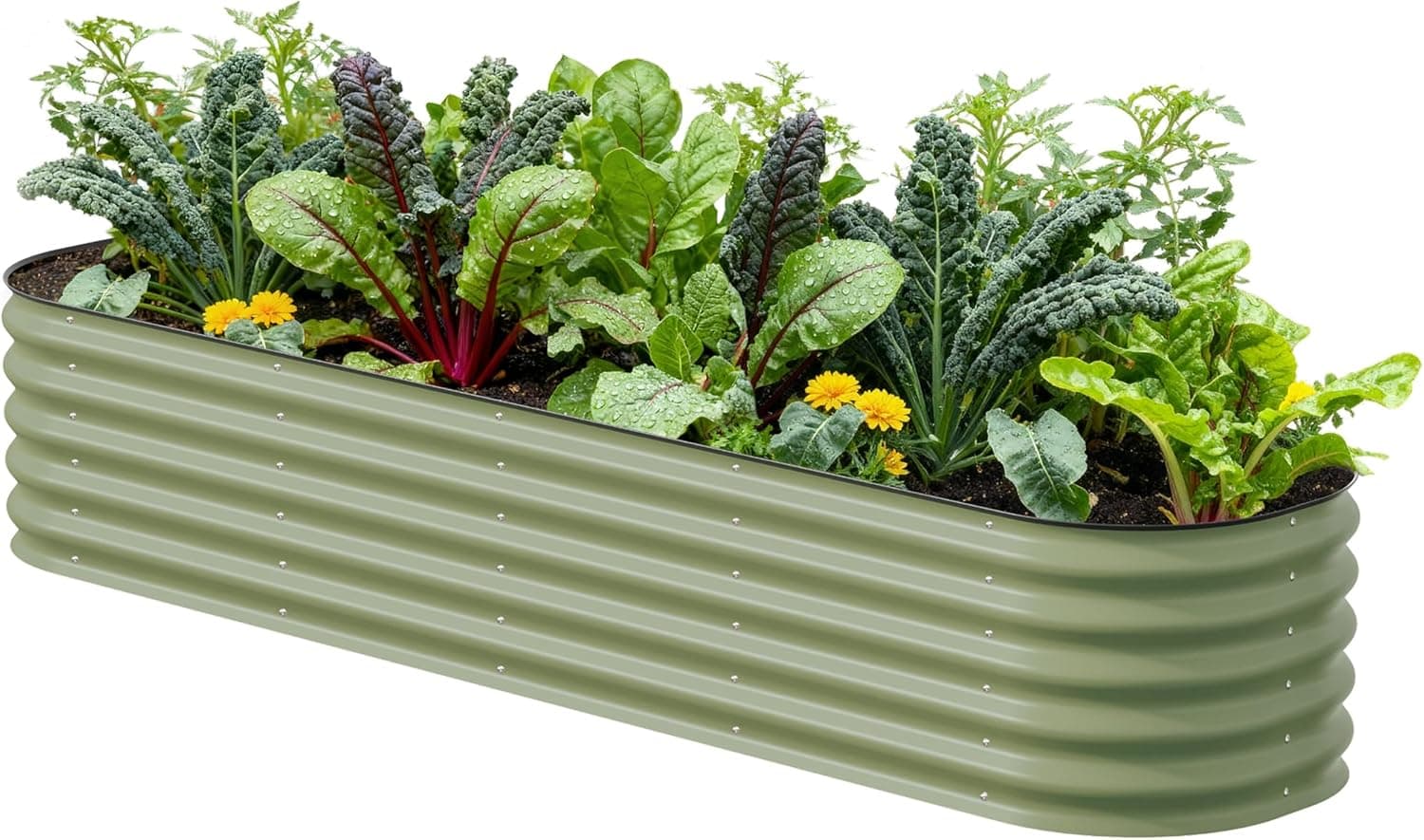 Vego Garden Raised Garden Bed Kit - 8ft x 2ft Metal Planter (Olive Green) view 1
