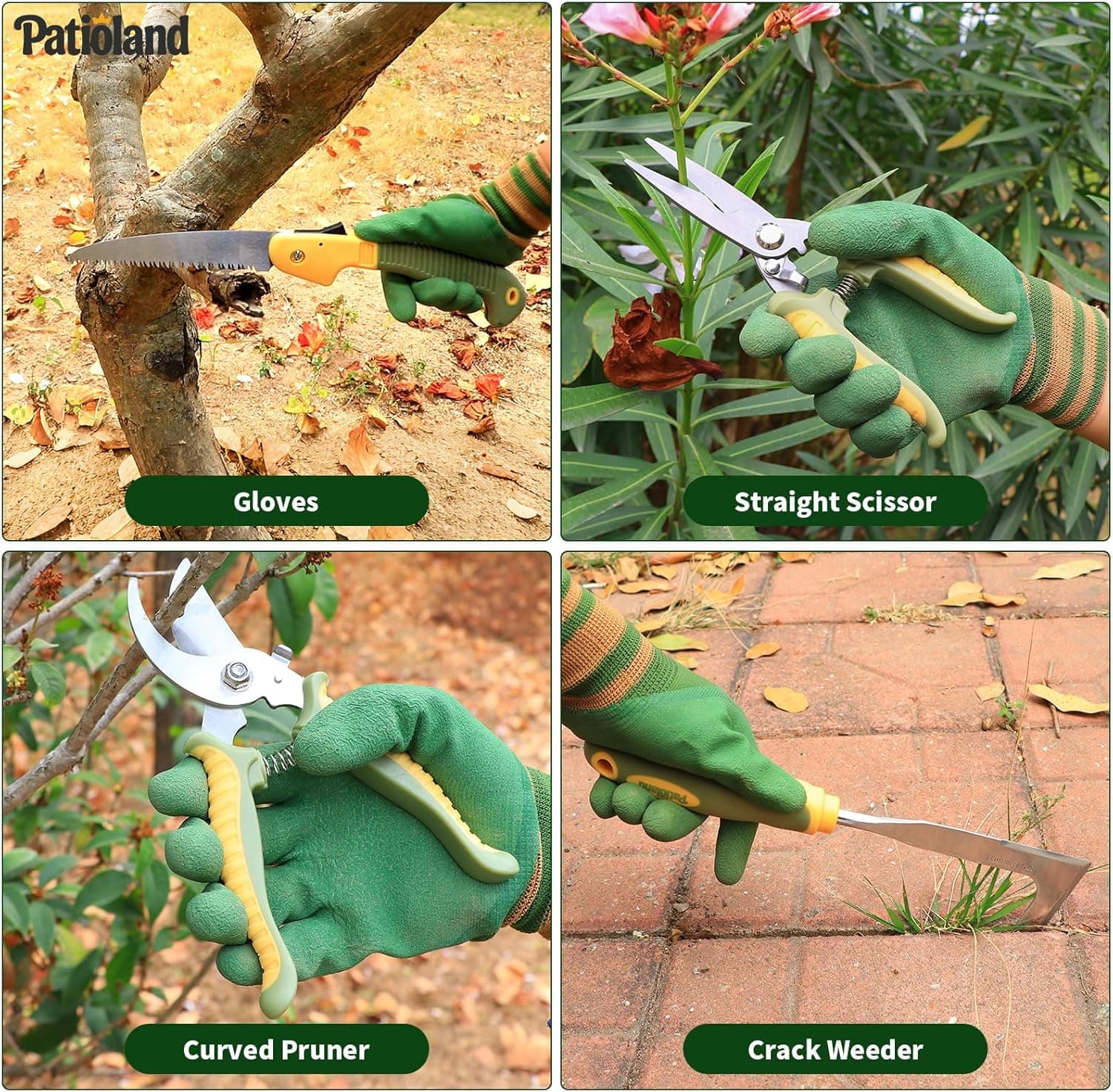 10-Piece Garden Tool Set, Green Gardening Hand Tools Kit with Non-Slip Handles, Heavy Duty Rust-Proof Aluminum Tools, Organizer Tote Bag &amp; Gardening Gloves, Ideal Gardening Gifts for Men and Women : Patio, Lawn &amp; Garden thumbnail 3