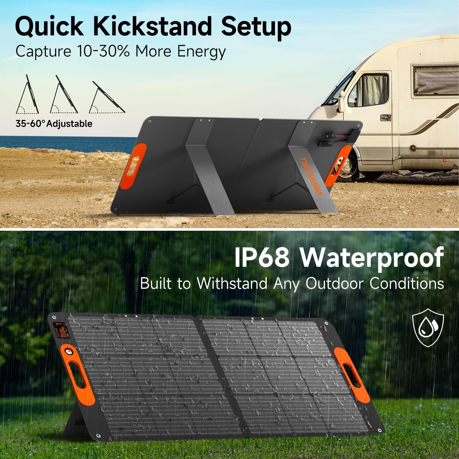 110W Portable Solar Panel for Jackery/EF/Bluetti/Anker/Goal Zero Power Station, IP68 Waterproof, 24% Efficiency, MC4 Output, ETFE Foldable Solar Charger with Adjustable Kickstand for Camping Outdoor : Patio, Lawn &amp; Garden thumbnail 5