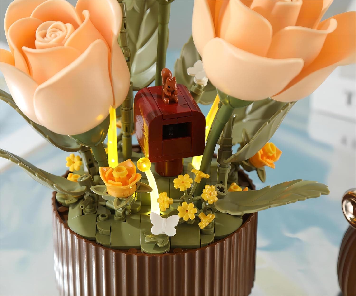 Yushinv Electric Flower Bouquet Building Set with Remote Control Spray-Bottle, 255 PCS,Original Music (Type :Symphony) Motorized Roses Flowers STEM Construction Kit, Automatic Blooming Bouquet : Toys &amp; Games thumbnail 5