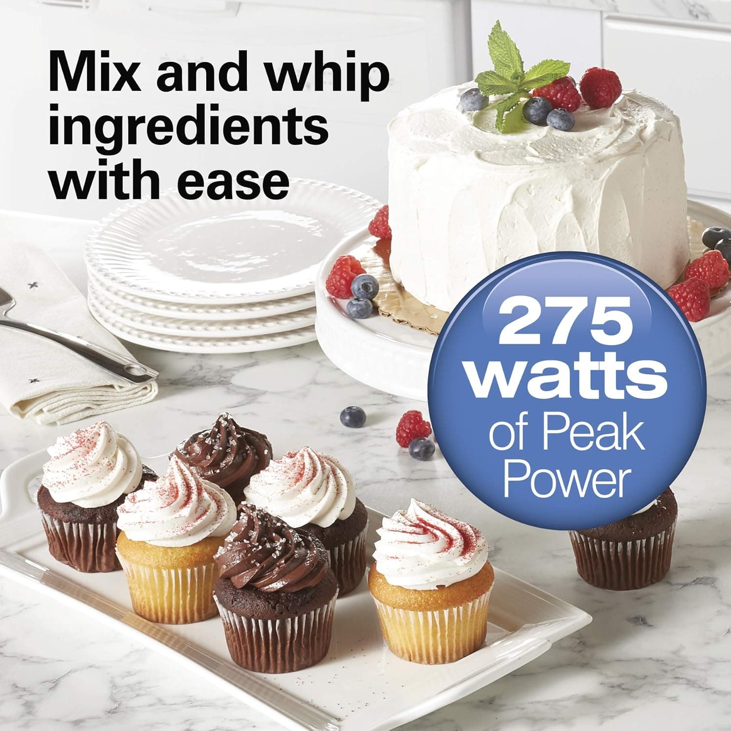 Hamilton Beach Power Deluxe 6-Speed Electric Hand Mixer with Snap-On Storage Case, QuickBurst, Beaters, Whisk, Powerful 250 Watt Motor, Bowl Rest, Black (62692): Home &amp; Kitchen thumbnail 5