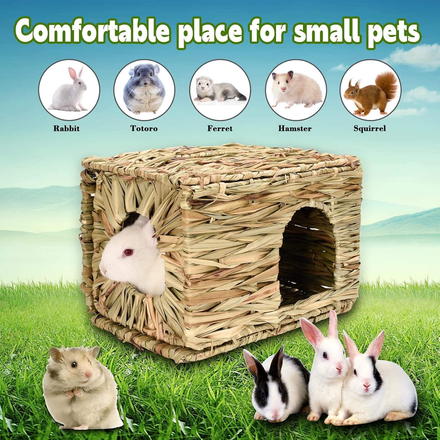 Hand Woven Grass House for Rabbits and Small Pets thumbnail 3