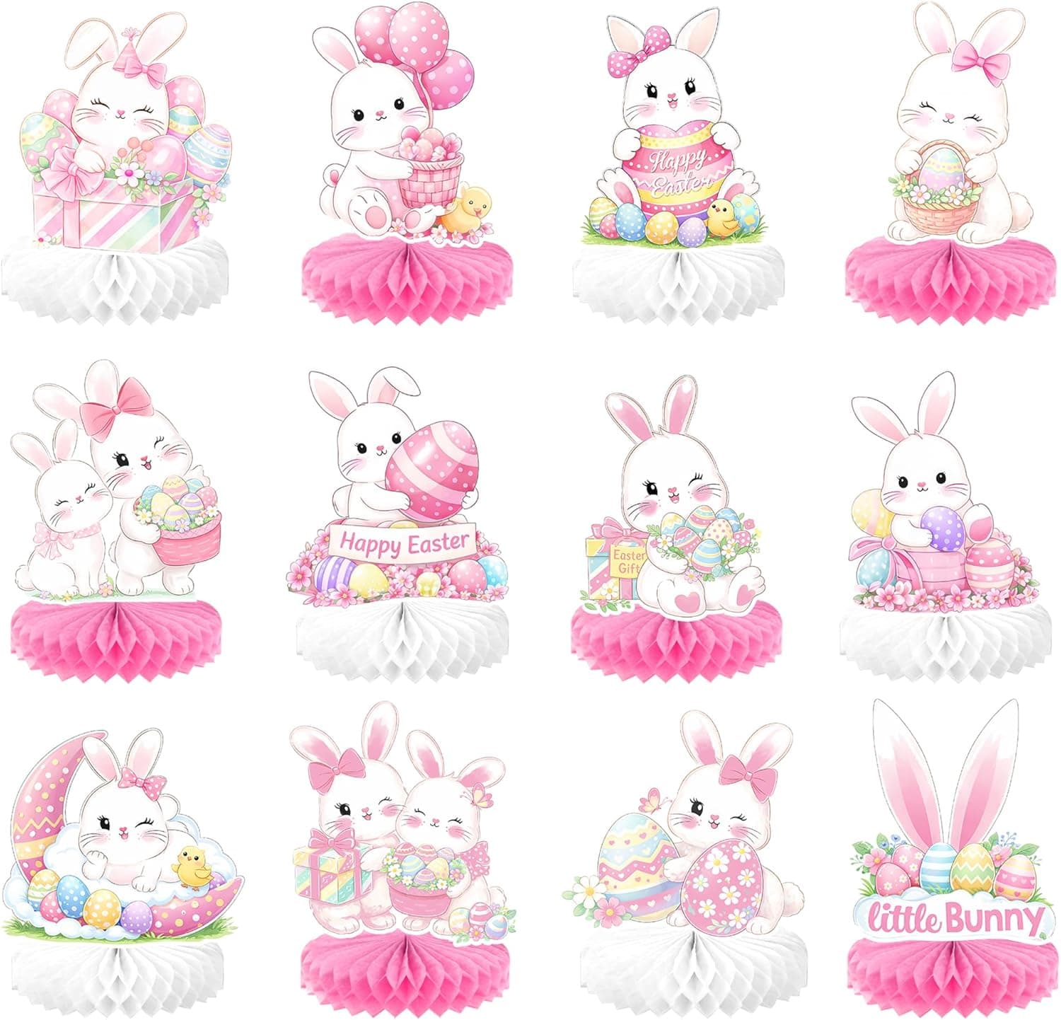 KatchOn, Easter Centerpieces for Tables - Pack of 12 | Bunny Easter Decorations For Home | 3D Honeycomb Easter Table Centerpieces and Decorations : Toys &amp; Games view 1
