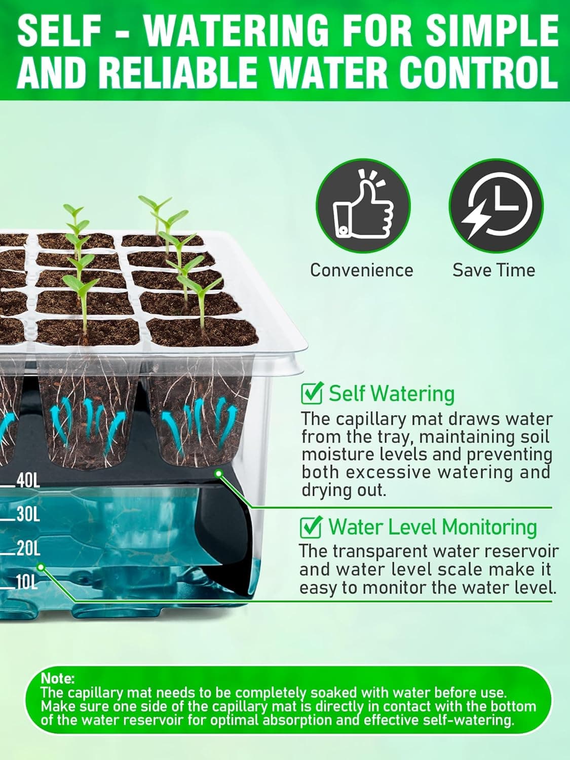 Hugbow Self-Watering Seed Starter Tray with Grow Light and Heat Mat, 80-Cell Plant Starter Trays Seed Starter Kit, Seed Starter Tray for Seed Starting, Plant Germination &amp; Seedling Growing, 2 Pack : Patio, Lawn &amp; Garden thumbnail 3