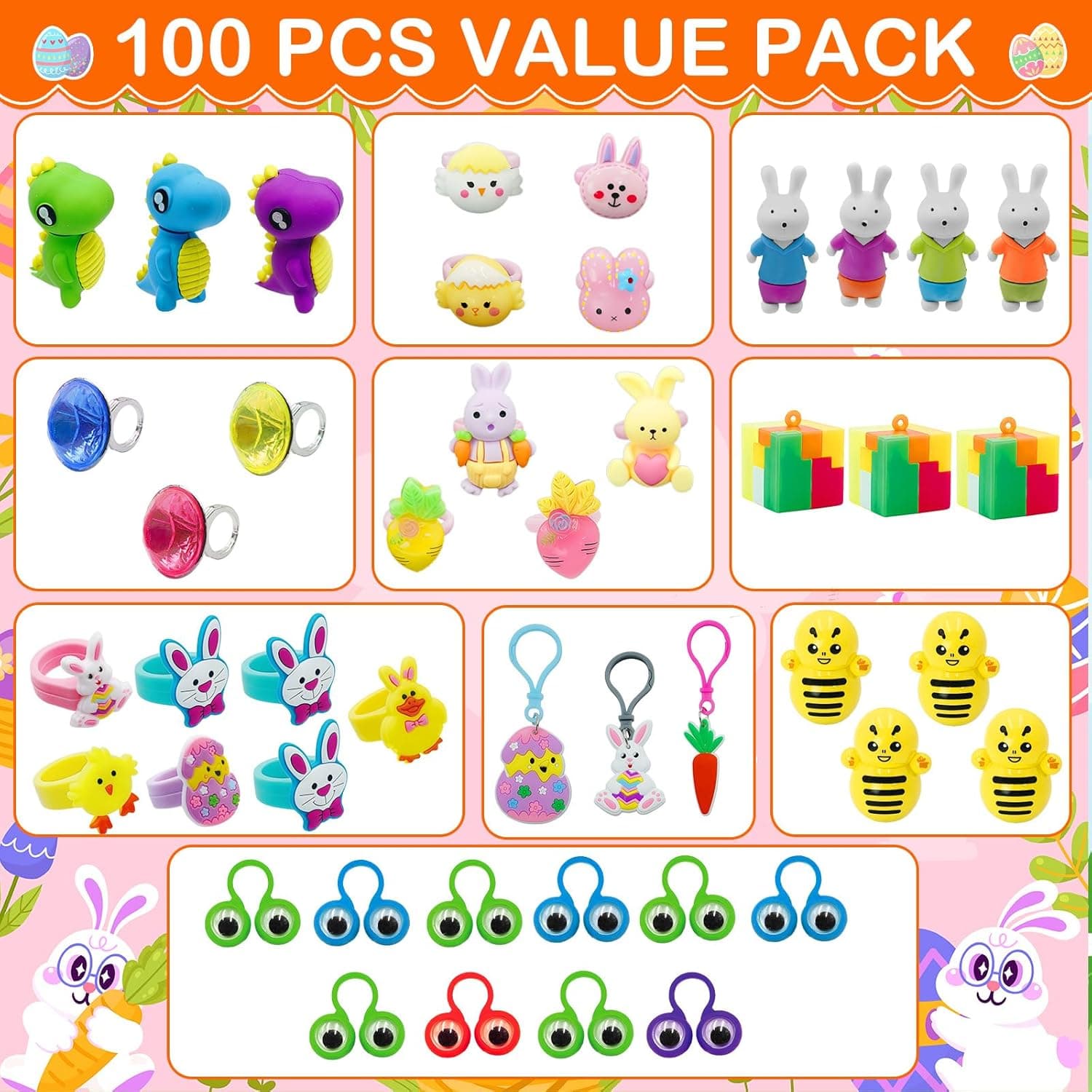 ZICZLI Golden Surprise Eggs - 100 Prefilled Easter Eggs with Assorted Toys thumbnail 3