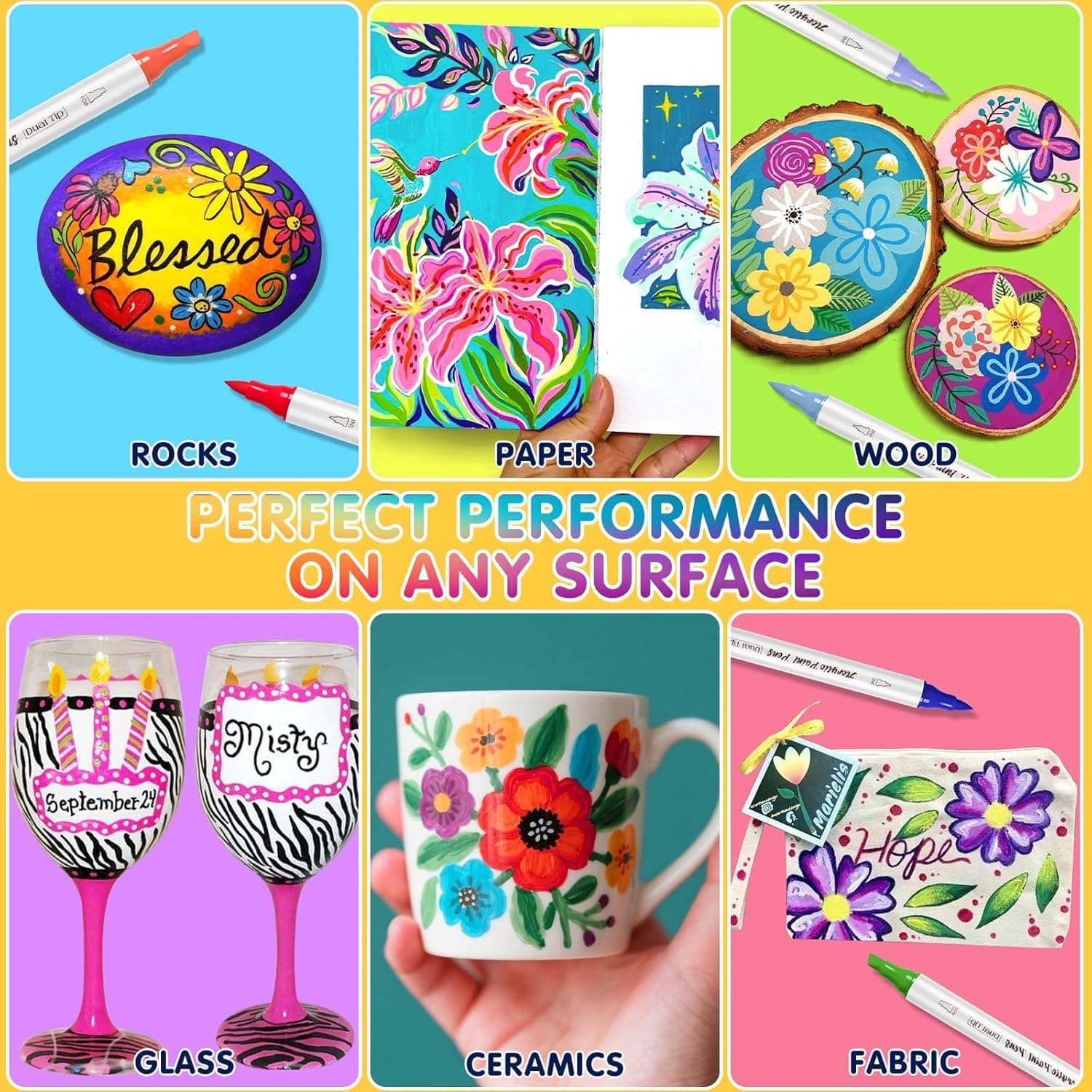 SFAIH 36 Colors Acrylic Paint Markers with Dual Tips thumbnail 5