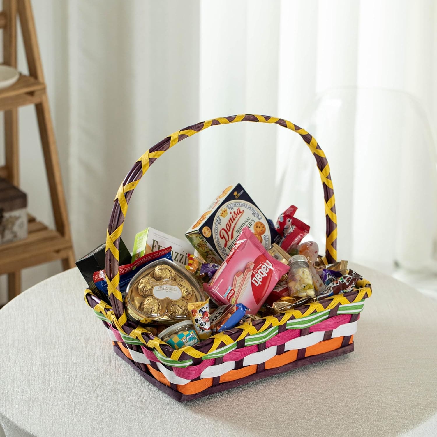 Wickerwise Vibrant Wicker Gift Basket with Handle thumbnail 2