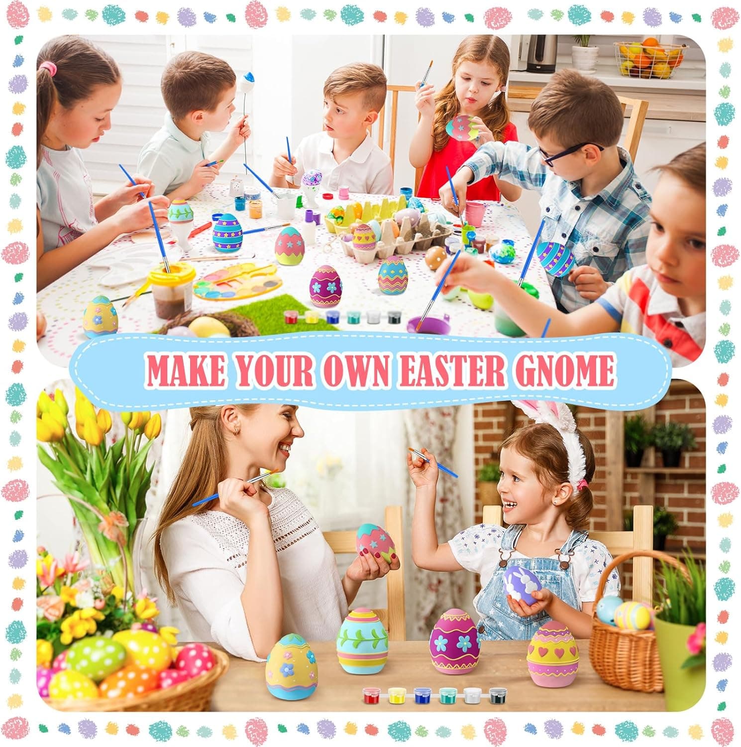 Foilswirl 8 Set Ceramic Easter Egg DIY Painting Kit Graffiti Art Crafts Spring Paint Your Own Easter Party Ceramic Egg Statues Bags Plaster Brushes Acrylic Paints Party Favor for Adults (Classic) : Arts, Crafts &amp; Sewing thumbnail 3