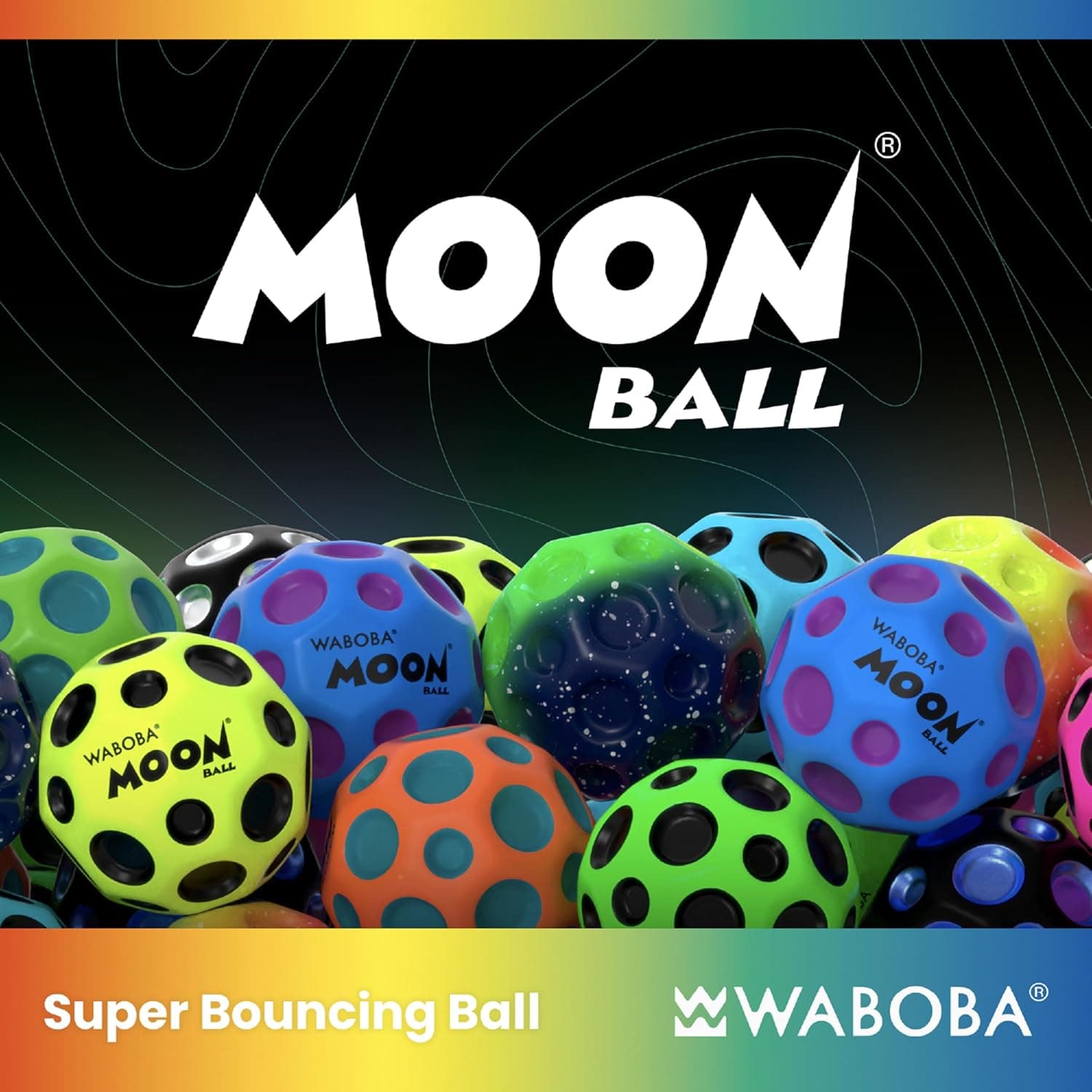 Waboba Gradient Moon Ball 2 Pack - Super Bouncy Wall Balls for Kids and Teens - Outdoor Sports Toy Gift - Rainbow &amp; Undersea : Toys &amp; Games thumbnail 2
