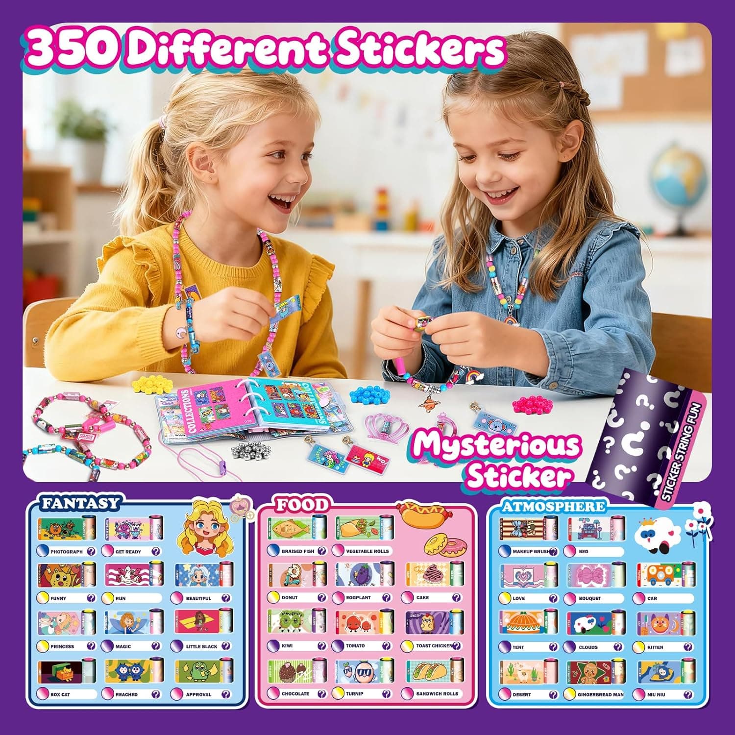 DIY Sticker Bracelet Maker, with 350pcs Mini Rolls Stickers, 12 Cute Pendants &amp;Collect Book,Jewelry Necklace Making Kit,Fun Arts and Crafts for Kids 5-12, Birthday Party Gift,Toys for 5 Year Old Girls : Toys &amp; Games thumbnail 2