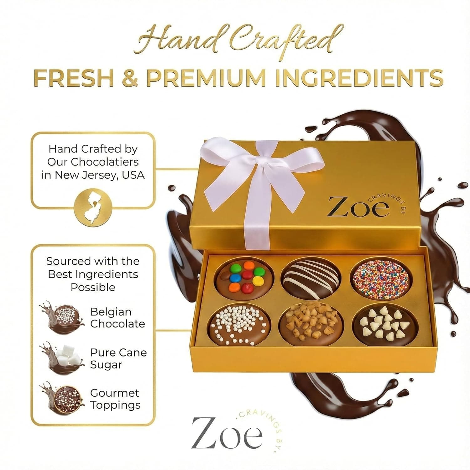 CRAVINGS BY ZOE Birthday Chocolate Covered Cookies Gift Basket - 6 Count thumbnail 5