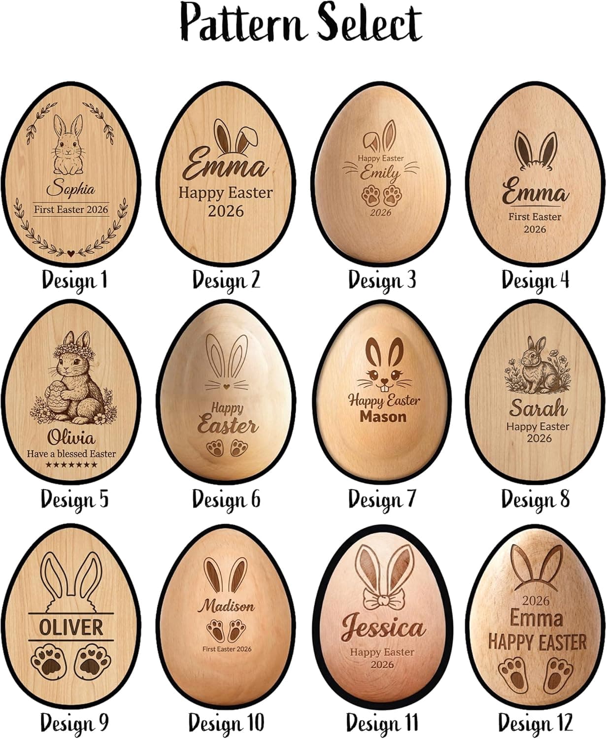 Personalized Wooden Egg with Bunny Ears - First Easter Keepsake thumbnail 3