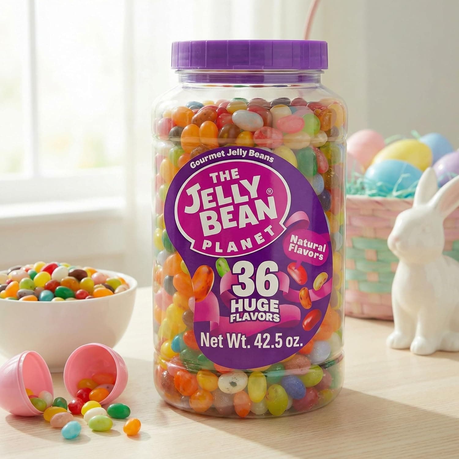 The Jelly Bean Planet, Gourmet Jelly Beans Bulk 42.5 Oz Jar - 36 Natural Fruit Flavors, Kosher Candy, Plant Based Colors - Gluten Free Jellybeans Easter Candy Gift, Allergen Friendly Basket Stuffers : Grocery &amp; Gourmet Food thumbnail 3