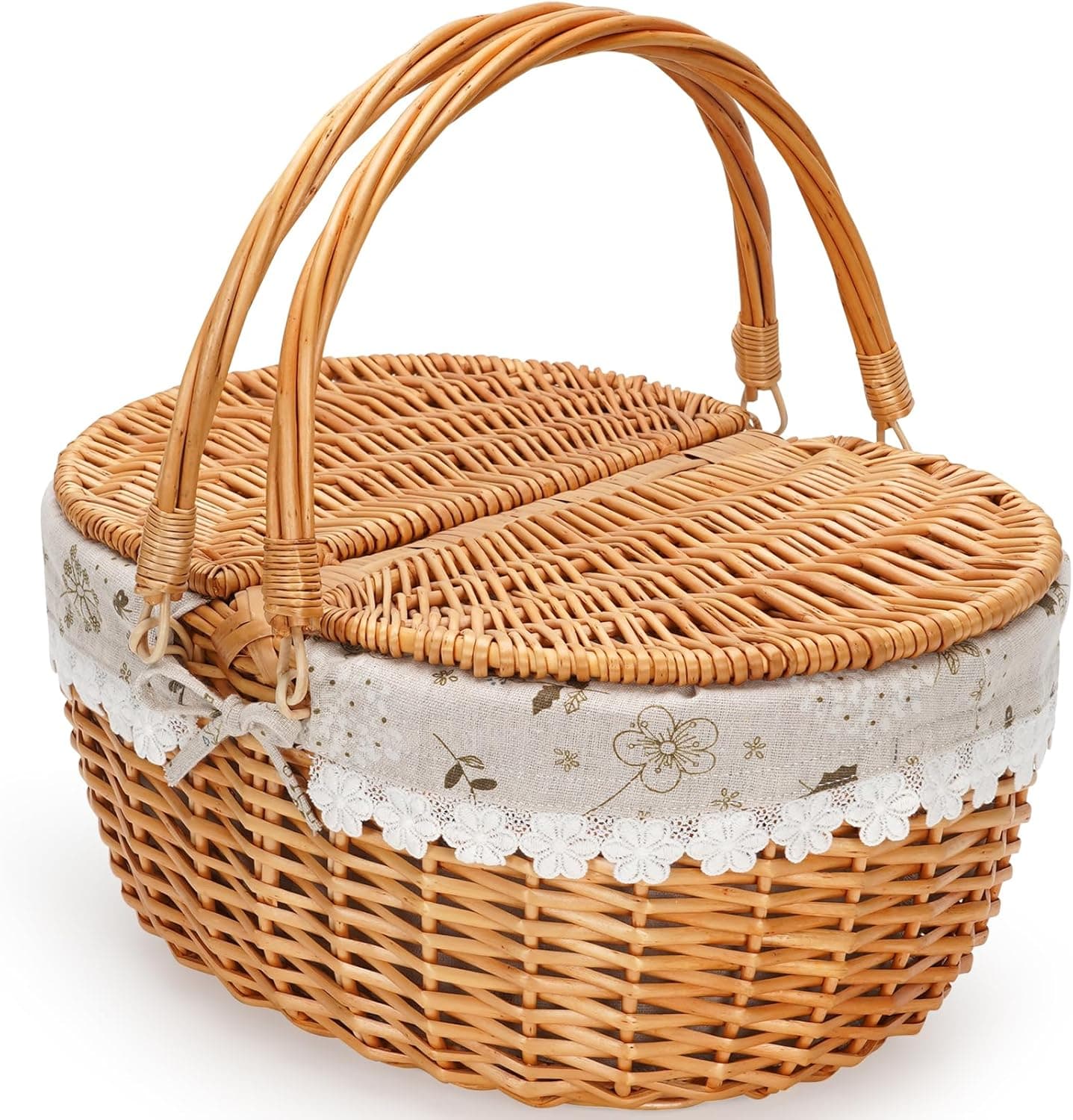 ZORMY 15" Wicker Picnic Basket with Removable Liner — Easter Gifts gift idea