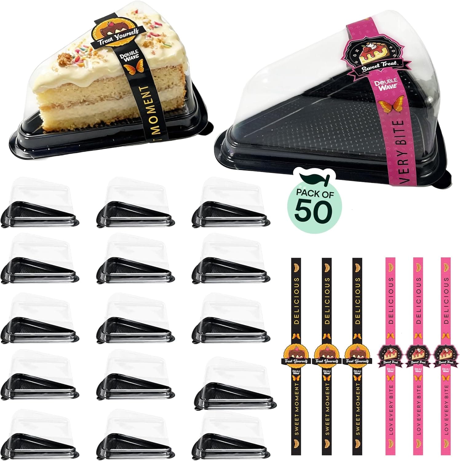 DoubleWave 50-Pack Clear Cake Slice Containers | BPA-Free, Stackable Dessert Holders for Parties, Weddings, and Special Events – Shatter-Resistant Plastic | Keeps Cake Fresh at Parties : Industrial &amp; Scientific — Spring Gift Ideas gift idea