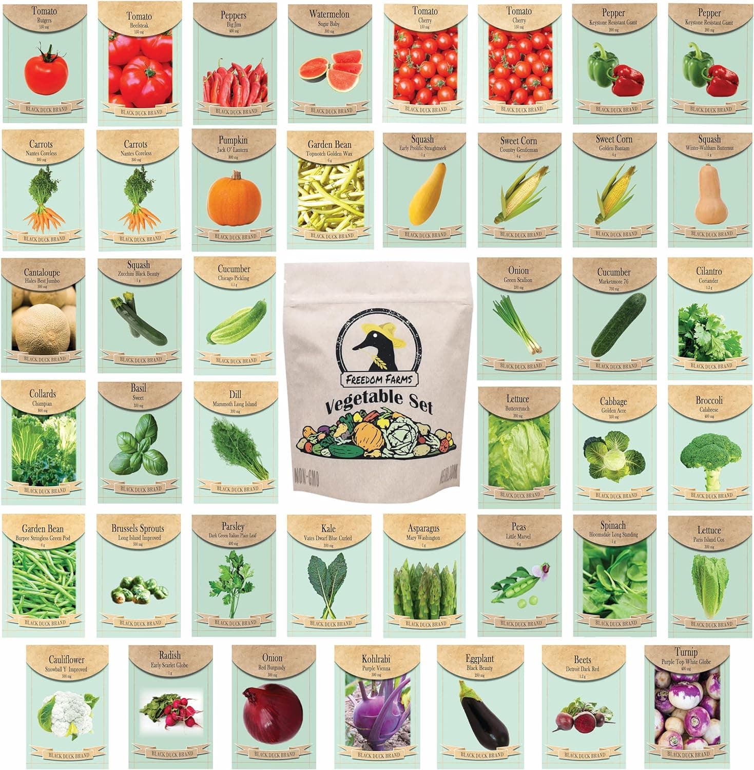 Set of 43 Assorted Vegetable & Herb Seed Packets - Deluxe Heirloom Seeds — gift idea