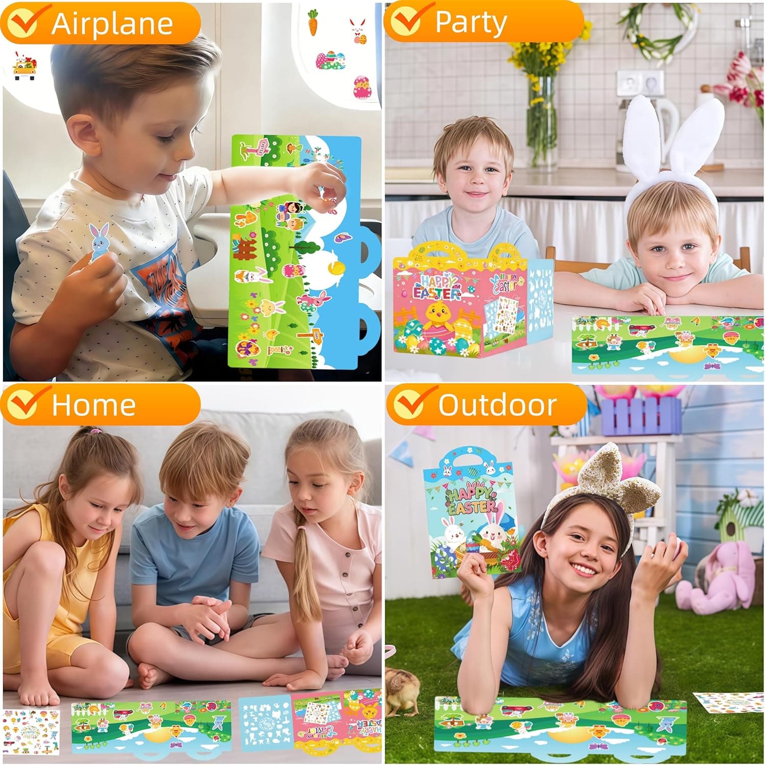 2 Sets Easter Reusable Sticker Books for Toddlers thumbnail 4