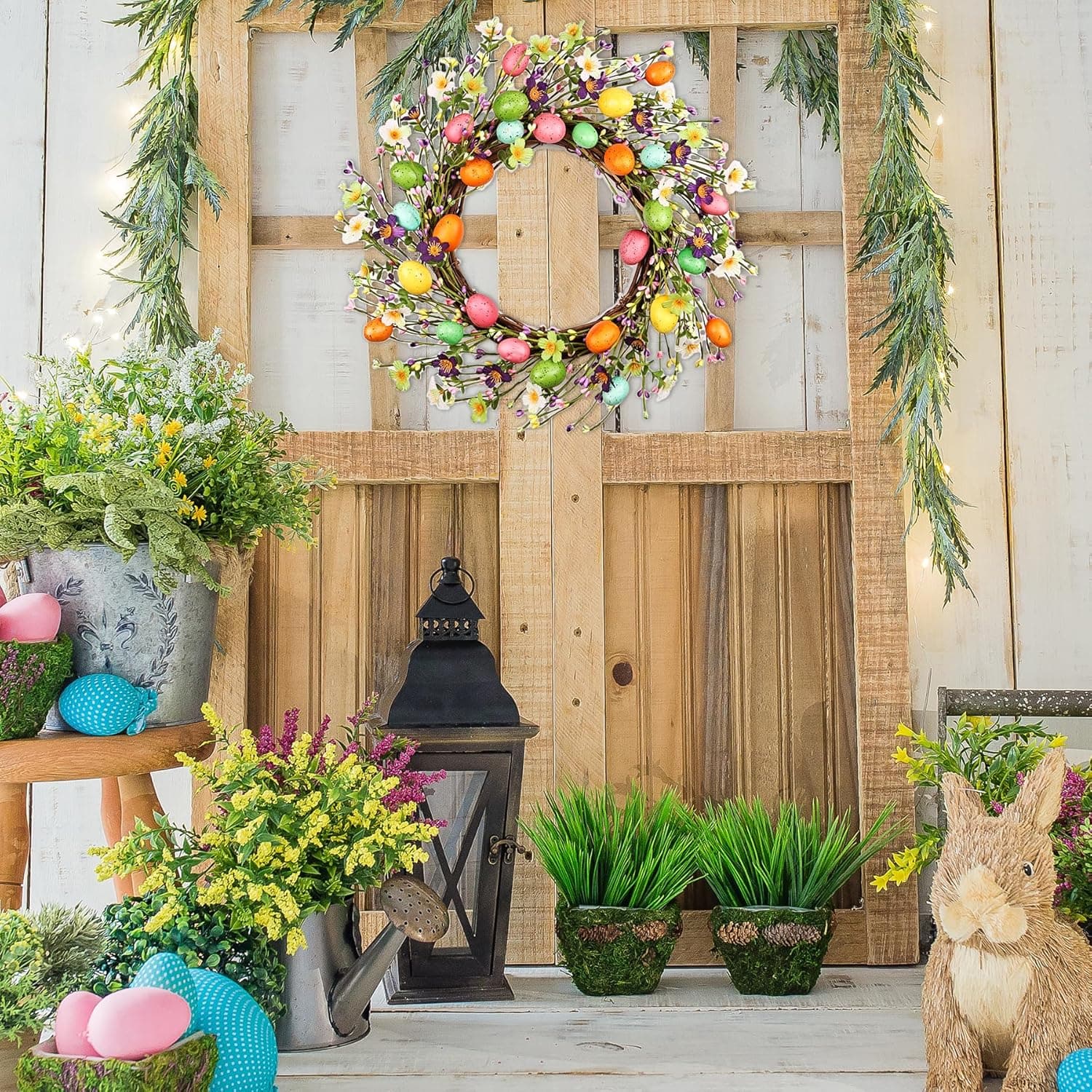 Lotus Hills 20 Inch Easter Wreath with Colorful Eggs thumbnail 4