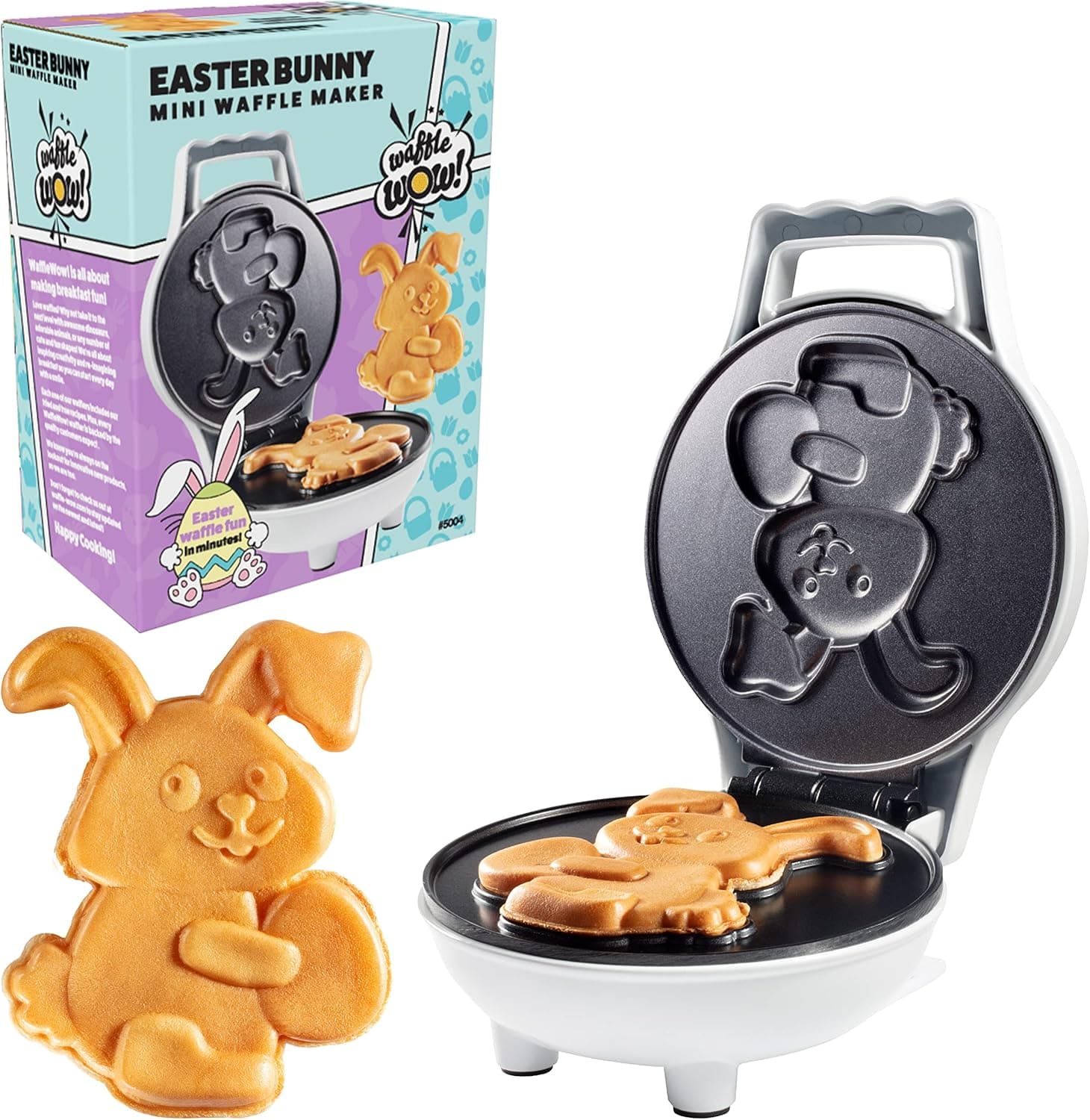 Easter Bunny Mini Waffle Maker- Make Holiday Breakfast Special for Kids &amp; Adults w Cute Animal Waffles or Pancakes- Individual 4 Inch Waffler Iron, Fun Basket Stuffer, Egg Hunt Gift, Frost or Decorate: Home &amp; Kitchen — Easter Gifts gift idea