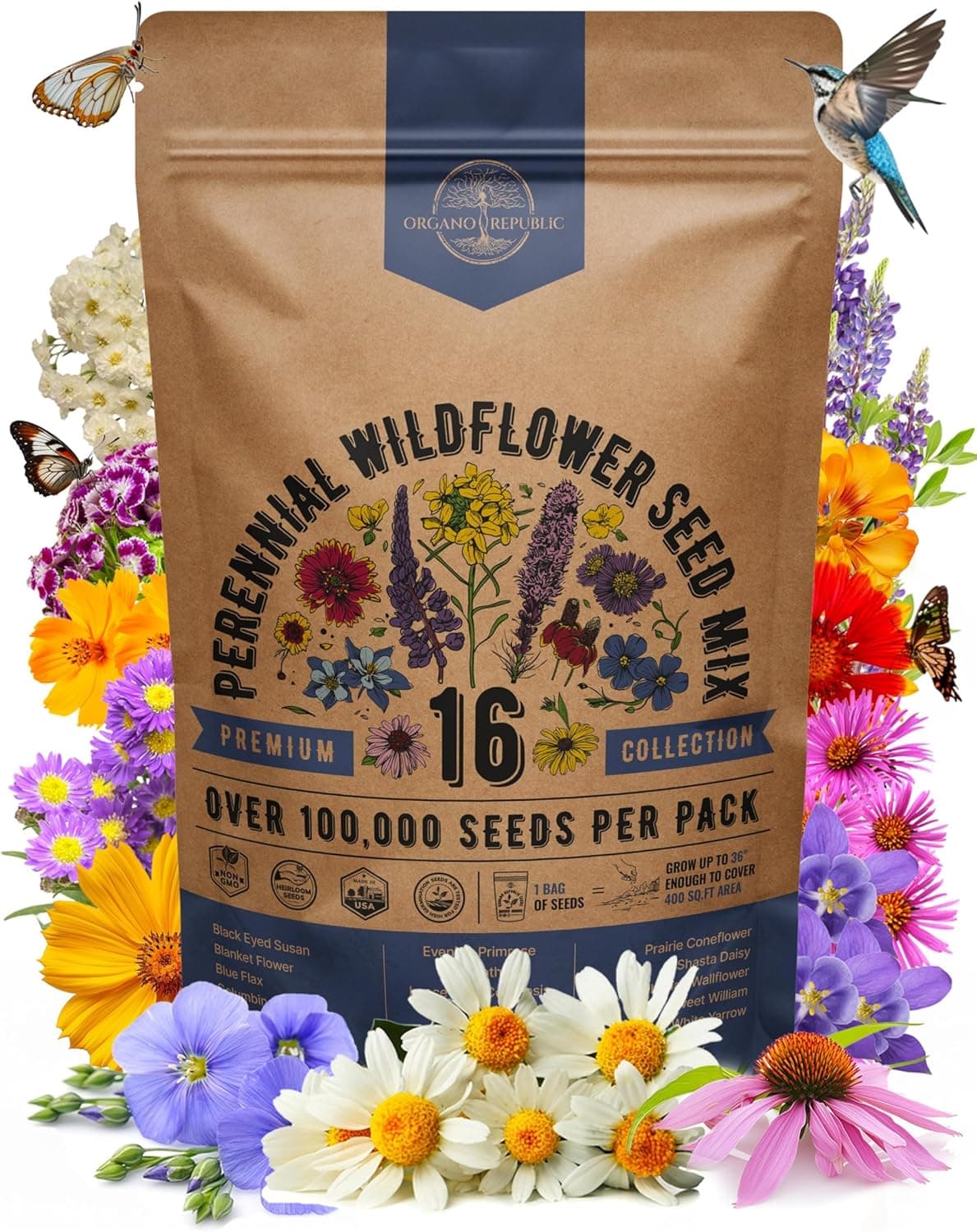 Organo Republic 16 Perennial Wildflower Seeds Mix — Spring Gift Ideas gift idea