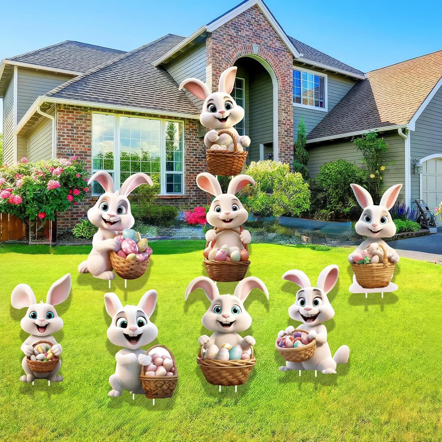 8 PCS Bunny Easter Outdoor Lawn Yard Signs with Stakes thumbnail 2