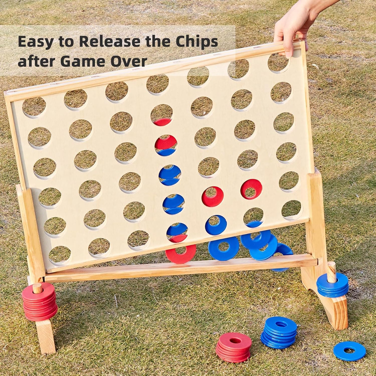 Pointyard Giant Wooden 4 in A Row Game 2.8Ft, Indoor and Outdoor Jumbo Board Game for Teens,Includes 42 Pcs Chips &amp; Durable Carrying Bag, Halloween Christmas Party Gifts for Kids Adults Lovers : Toys &amp; Games thumbnail 5