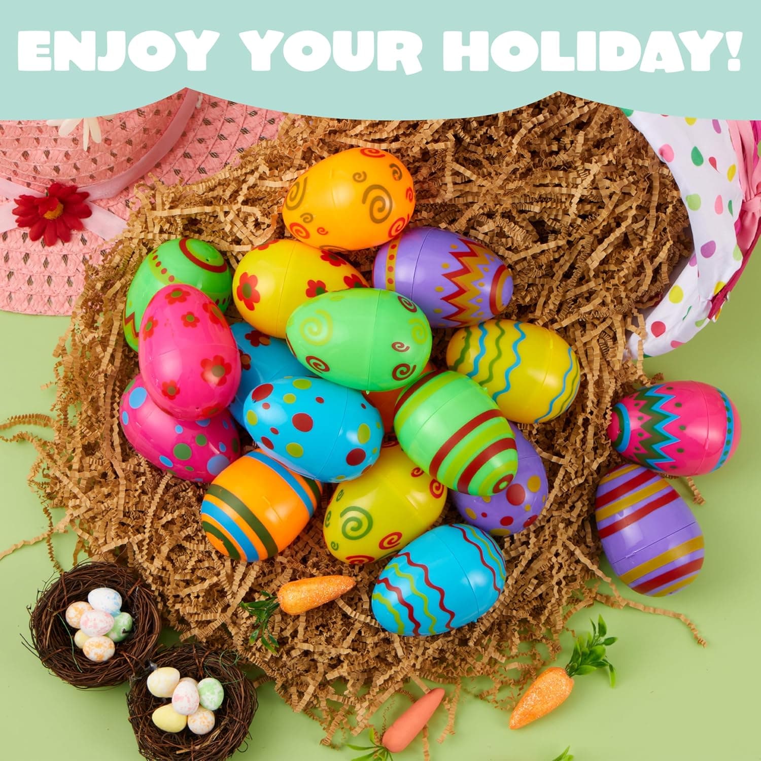 JOYIN Toy 36 PCs Plastic Printed Bright Easter Eggs, Over 3.15 thumbnail 5