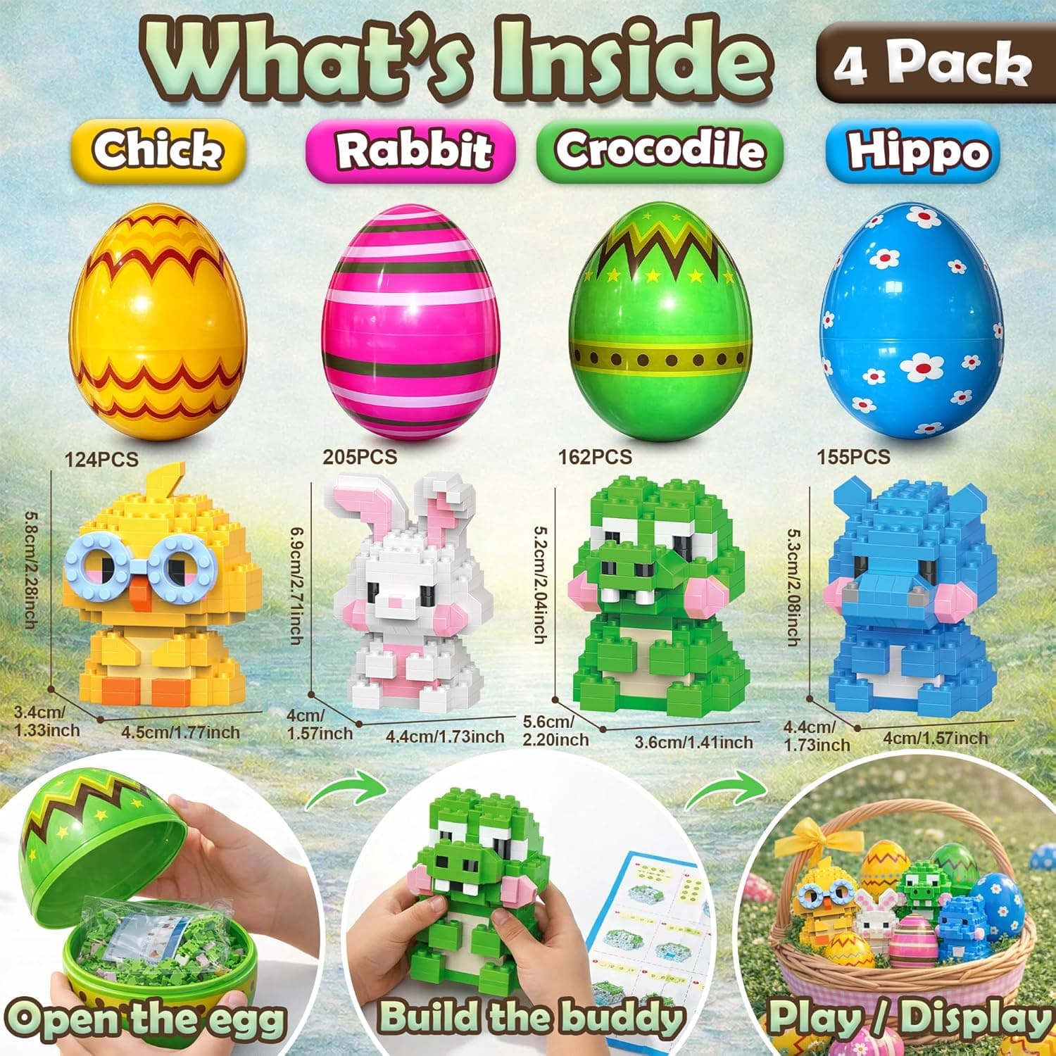 Rubypop Prefilled Easter Eggs with 646PCS Min Micro Animal Building Blocks Toy Set, Bunny Easter Basket Stuffers Gifts for Kids Teen Girls Boys : Toys &amp; Games thumbnail 5