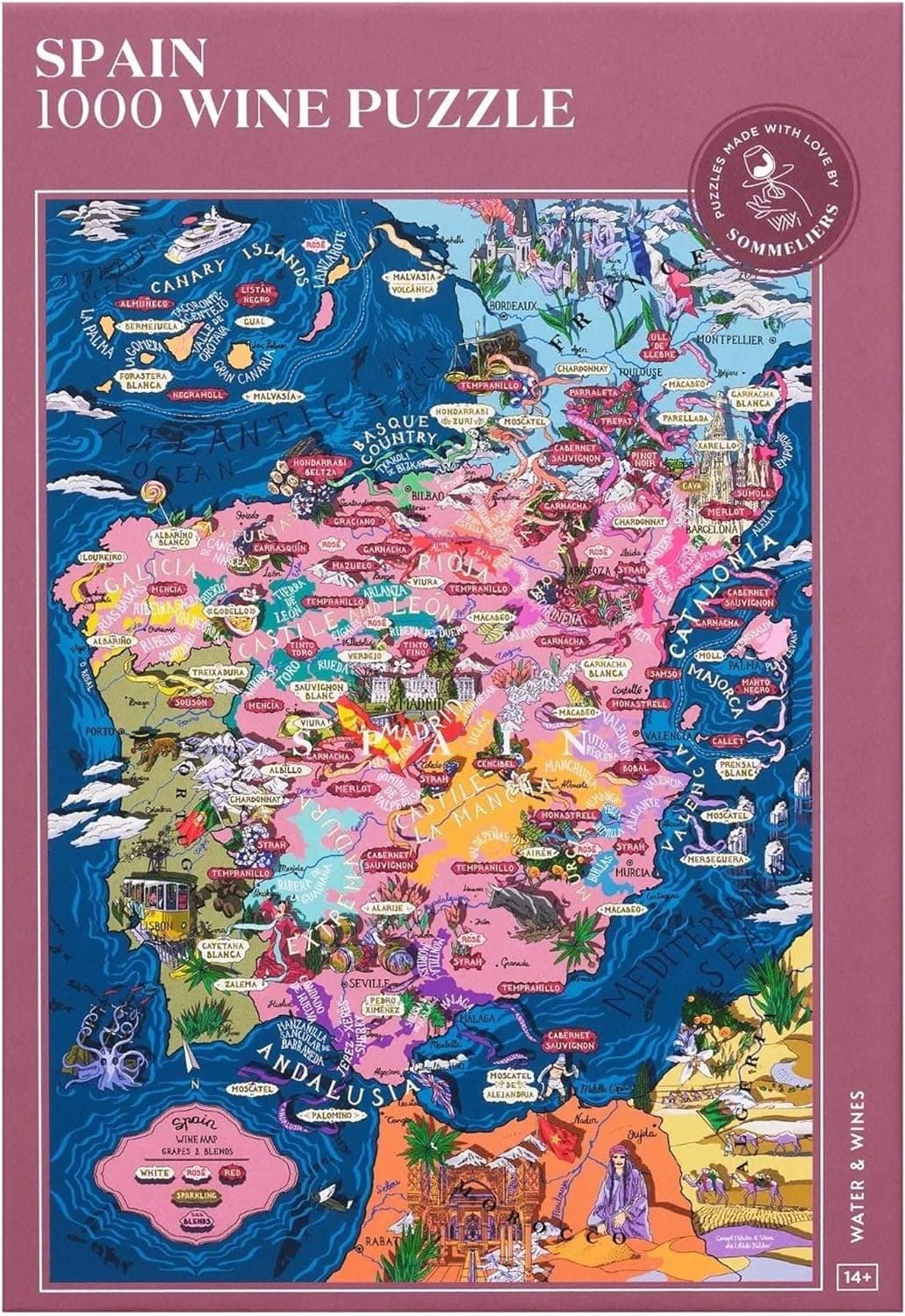 Spain Wine Puzzle - Hand-Drawn Jigsaw 1000 Piece Puzzle for Adults - Spanish Wines &amp; Geography : Toys &amp; Games — Easter Gifts gift idea