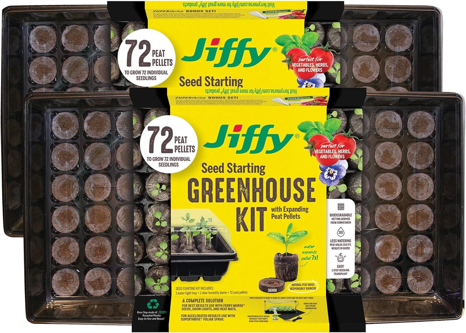 Ferry Morse Jiffy Seed Starting Greenhouse Tray Kit - 2 Pack with Peat Pellets and Plant Markers thumbnail 2