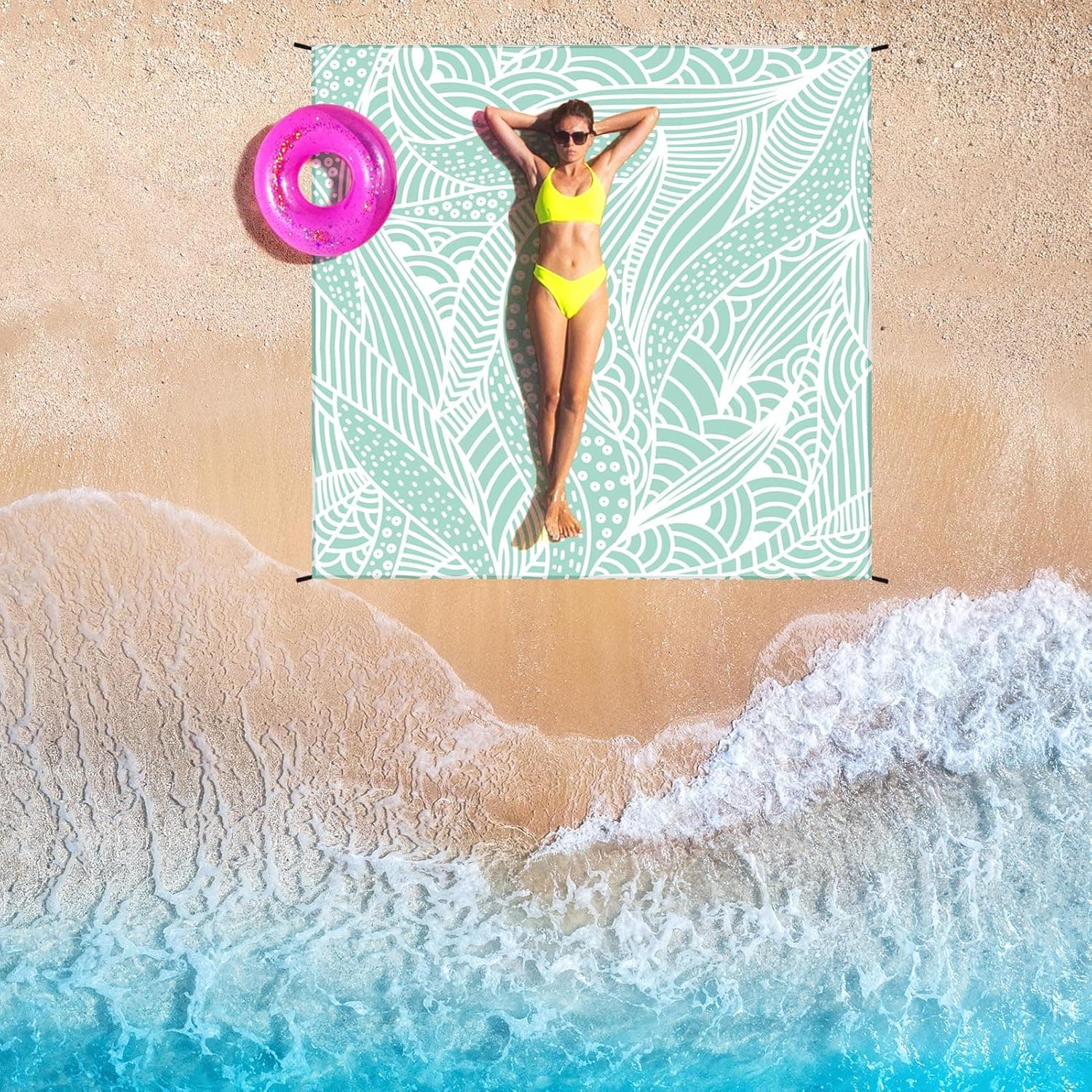 HIHOHO Waterproof Sandproof Beach Blanket Mat thumbnail 5