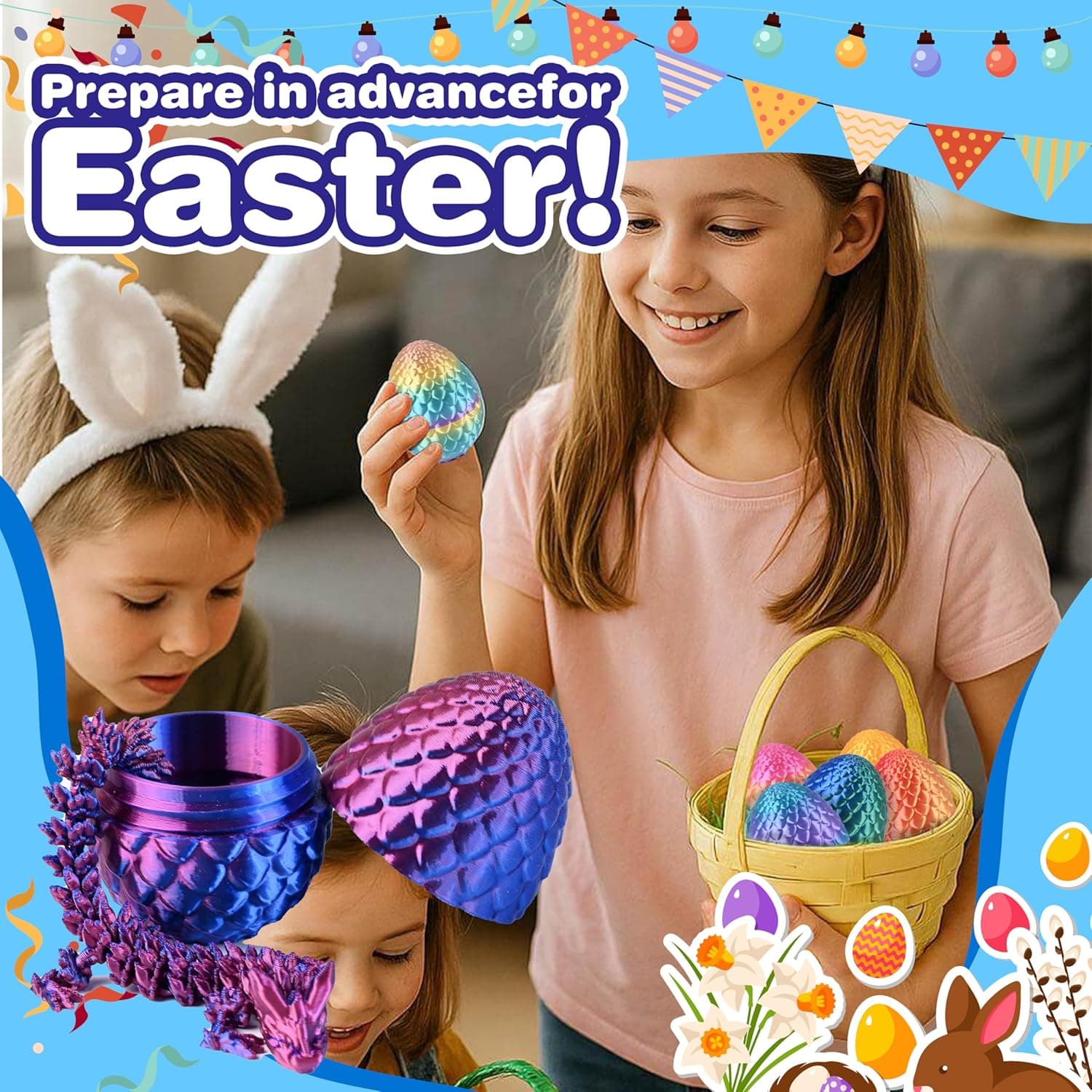 Cybermaker 8pcs Prefilled Easter Eggs with 3D Printed Dragon, Magic Toy for Party Favors, Basket Stuffers for Kids, Easter Egg Hunt, Goodie Bag Fillers, Classroom Prize Supplies : Toys &amp; Games thumbnail 5