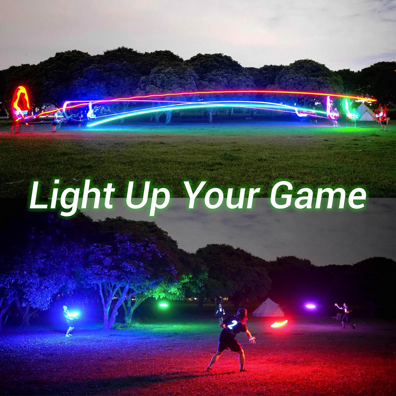 TOSY Flying Disc - 108 RGB Multicolor LEDs, Super Bright, Smart Modes, Cool Valentine Easter Gift, Camping Toy for Kid/Teen/Adult, Auto Light Up, Rechargeable, Waterproof, 175g : Sports &amp; Outdoors thumbnail 3