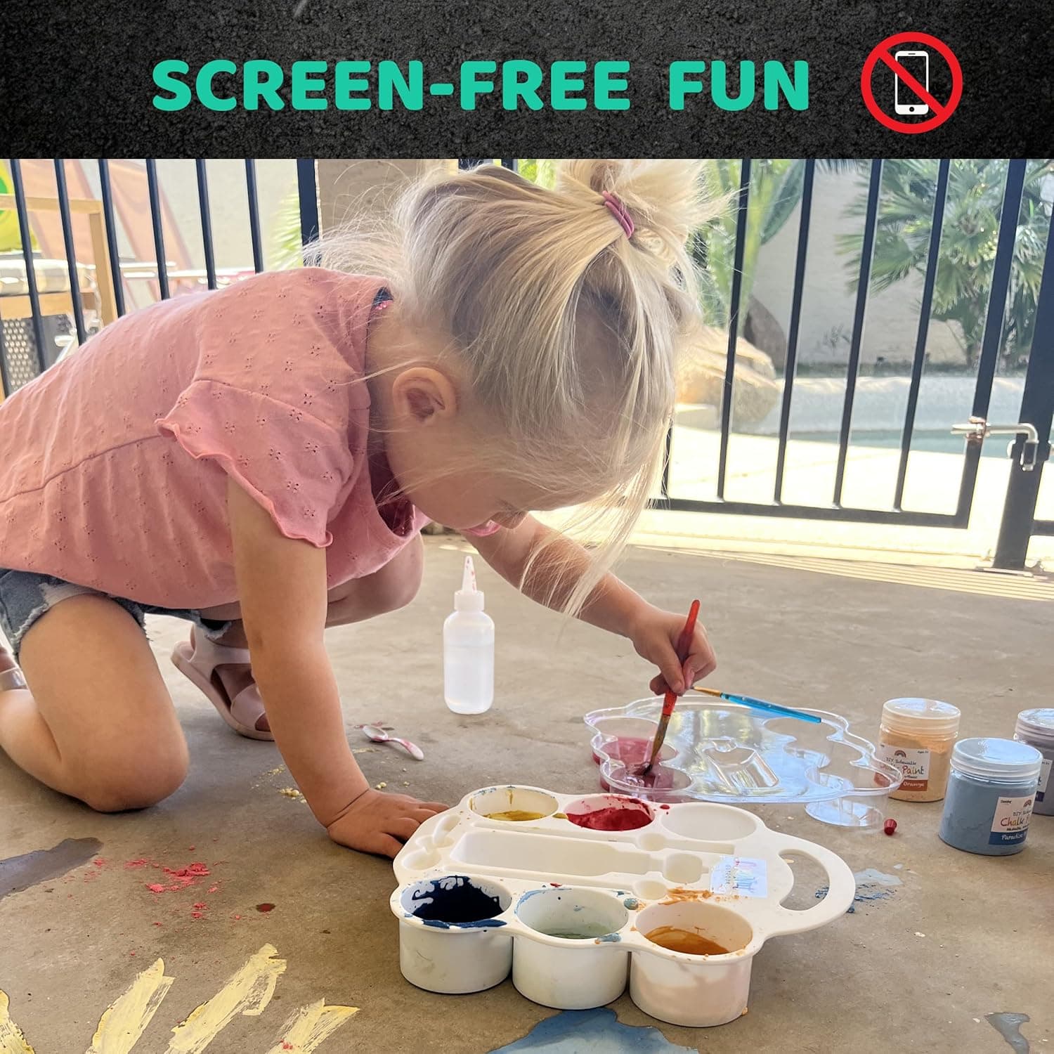 CocoNut Outdoor DIY Sidewalk Chalk Paint Set - Non-Toxic, Washable Powdered Chalk - Simply Mix in Water and Use a Paintbrush to Create Colorful Artwork on the Sidewalk or Chalkboard, For Kids Ages 5+ : Toys &amp; Games thumbnail 5