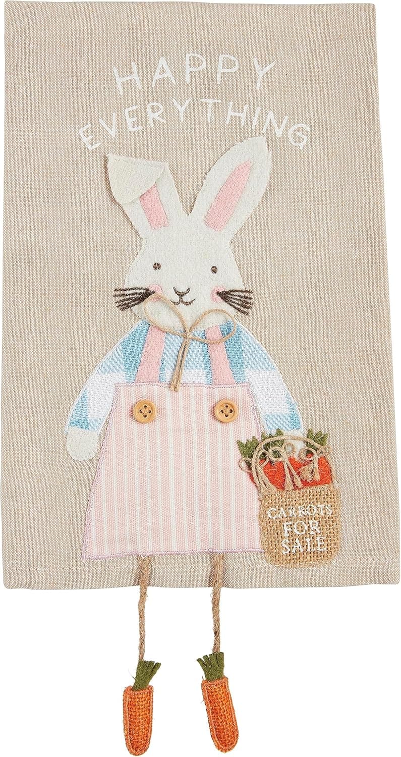Mud Pie Easter Dangle Towels, Happy Everything; 14" x 21" : Home &amp; Kitchen view 1