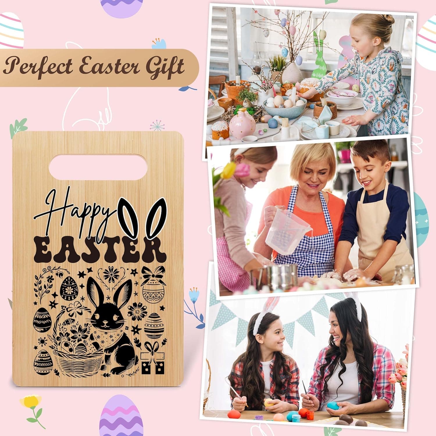 Easter Bamboo Cutting Board Gifts, Easter Gifts for Women Man, Happy Easter Charcuterie Board, Easter Egg Bunny Housewarming Gifts, Holiday Home Kitchen Decorations Favor -44 : Home &amp; Kitchen thumbnail 5