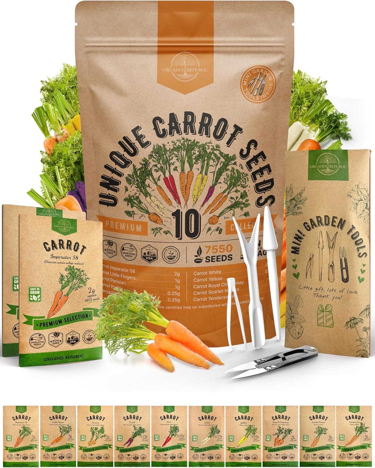 Organo Republic 10 Unique Carrot Seeds Variety Pack view 1