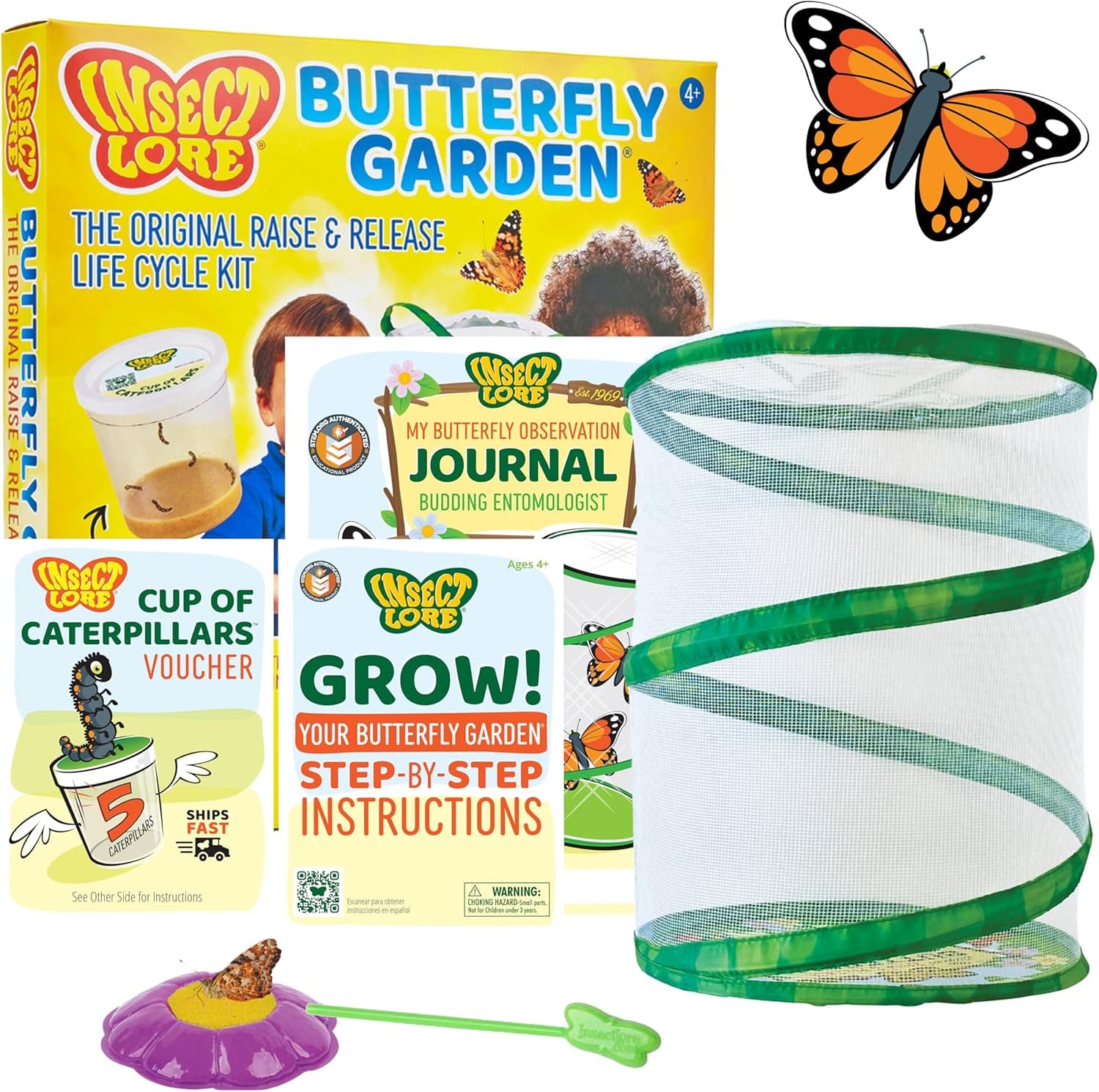 Insect Lore Raise and Release Butterfly Garden Kit – Caterpillar Habitat with redeemable Voucher – STEM-accredited Butterfly Growing Kit for Kids, Classrooms, and Homeschool Learning : Toys &amp; Games — Spring Gift Ideas gift idea