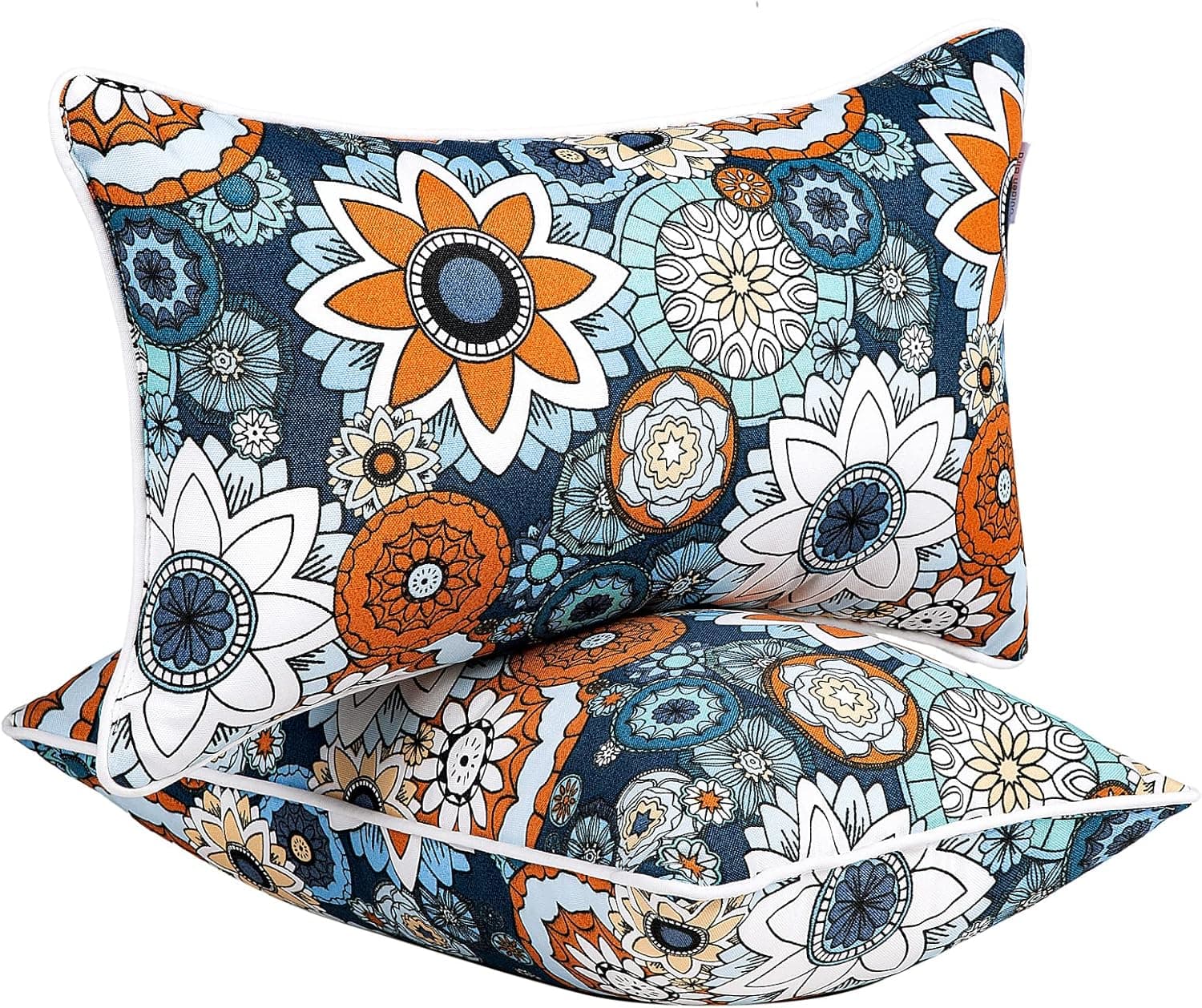 JMGBird Water-Resistant Outdoor Pillows Set of 2 - Sky Blue Mandala Pattern thumbnail 5