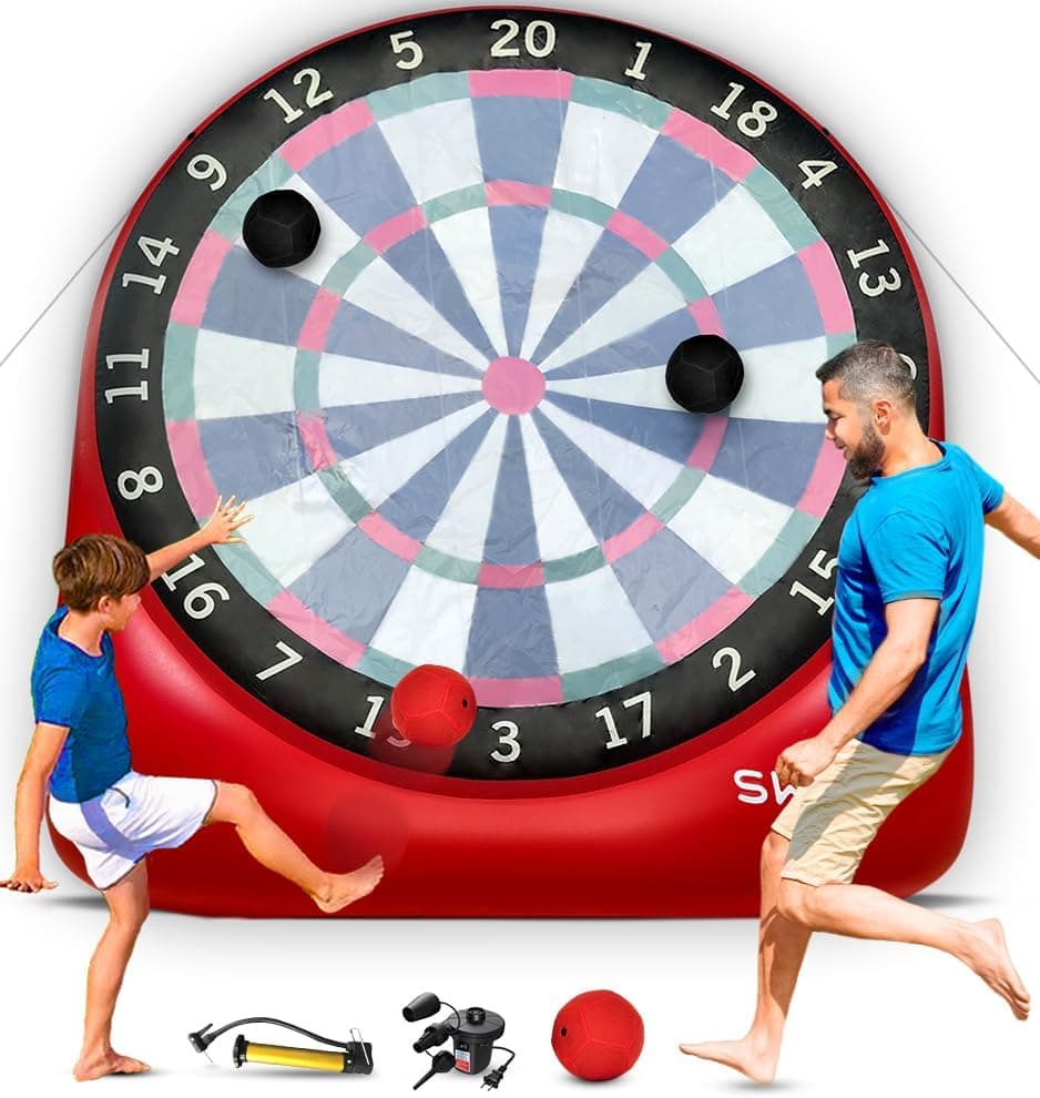 Swooc Games - Premium Inflatable Giant Kick Darts (15+ Ways to Play) - Jumbo Soccer Dartboard with Air Pump - Big Carnival Games - Giant Outdoor Games - Oversized Dart Board Yard & Lawn Game : Sports & Outdoors view 1