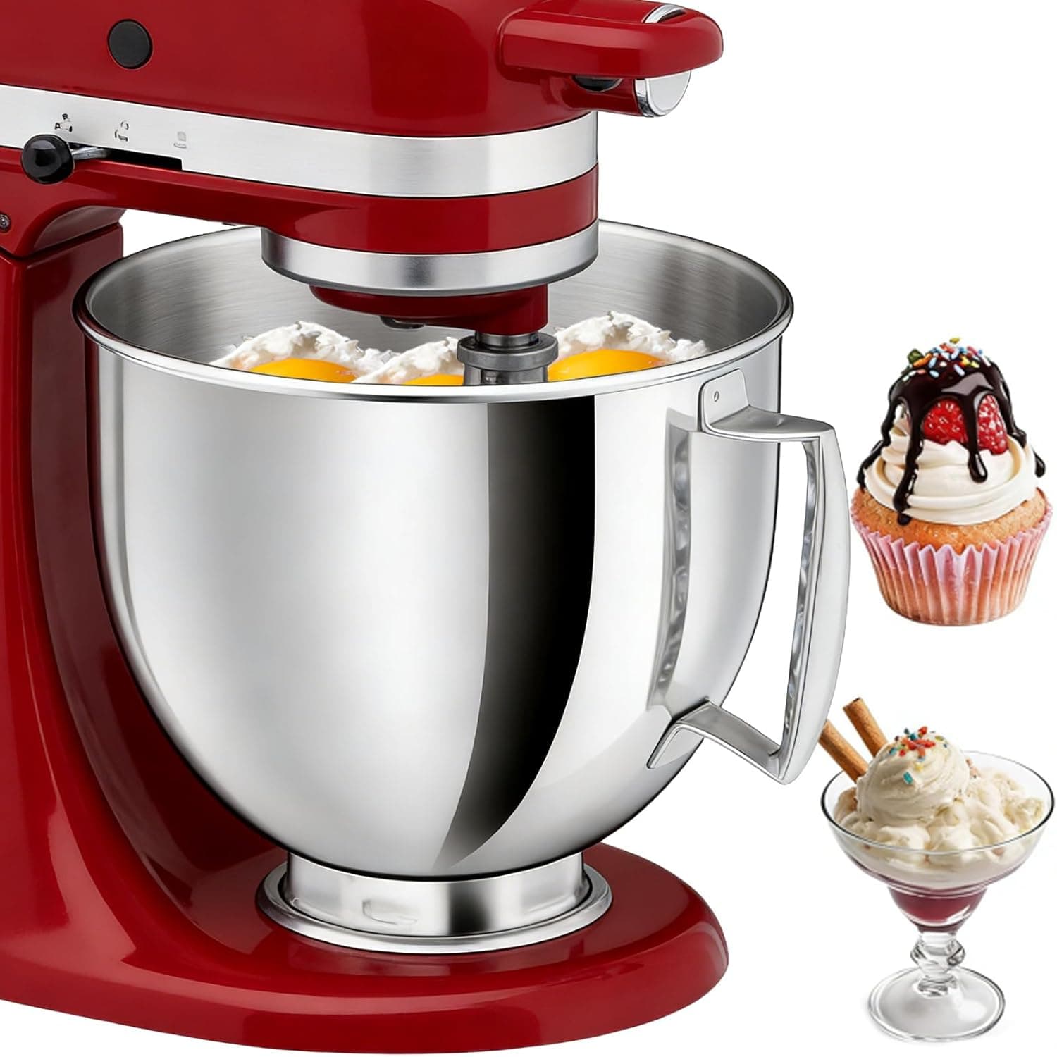 5QT Stainless Steel Mixer Bowl Compatible with KitchenAid Bowls for Mixer, Artisan&Classic Series 4.5-5QT Tilt-Head Mixers, Kitchen Gadgets Mixer Bowl with Handle,Metal Bowl for Kitchen Mixing Bowl: Home & Kitchen view 1