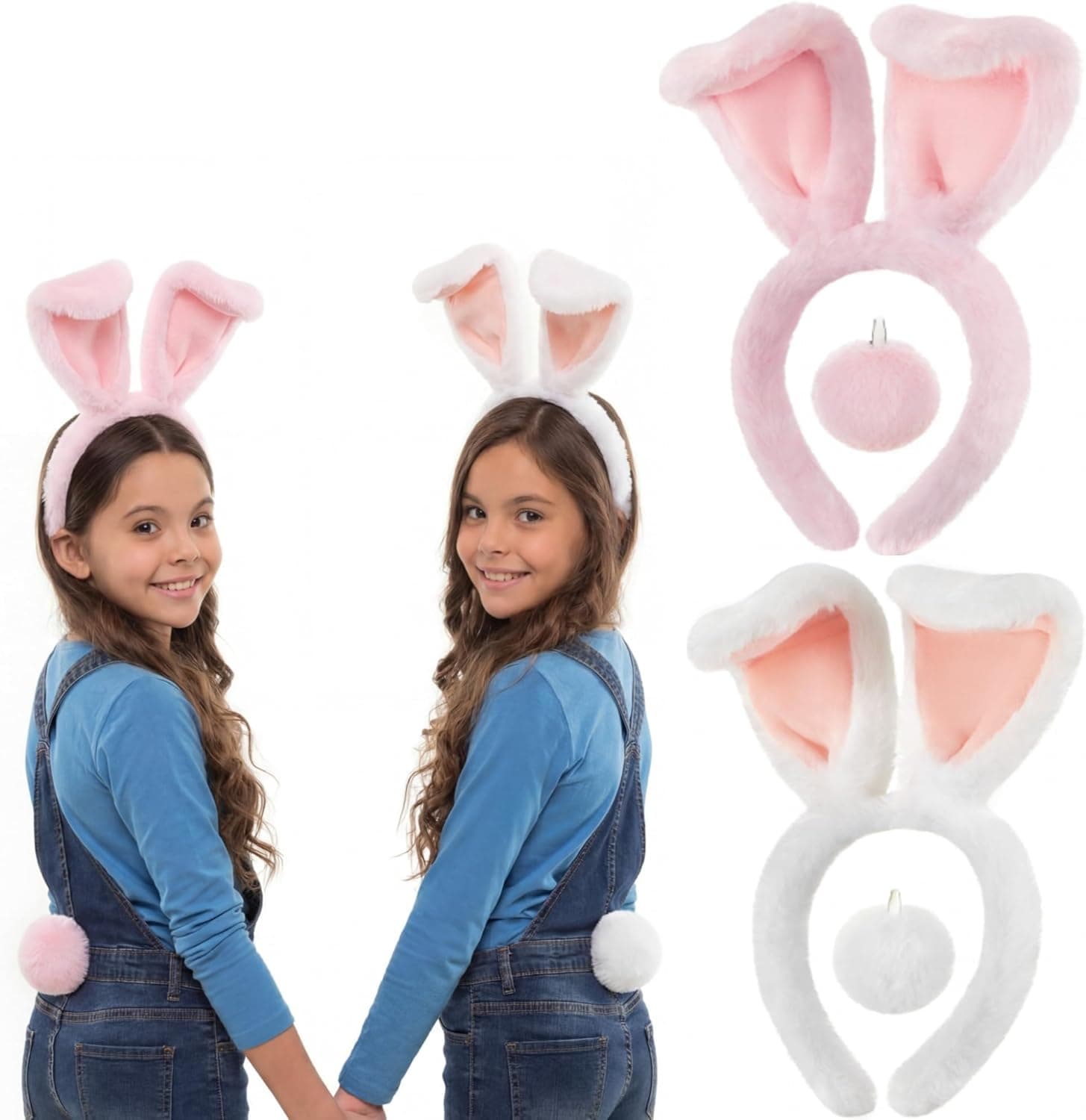 Easter Bunny Ears Headband with Tail Costume Accessories view 1